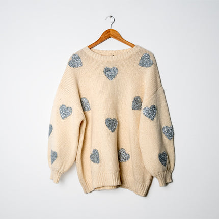 MAGLIA PANNA CON CUORI ARGENTO CIVICO1