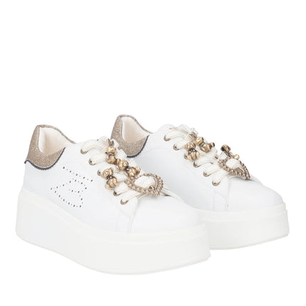 SNEAKERS LILY IN PELLE CON APPLICAZIONI